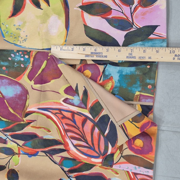 Chico's size 4 faux suede long duster jacket women's XXL tan watercolor leaves - Picture 12 of 13